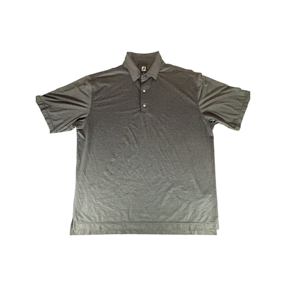 Footjoy Shirt Adult XXL‎ Grey Houndstooth Plaid Golf Stretch Performance Mens